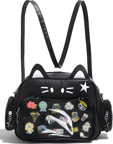 Cute Cat Ita Bag Pin Display Backpack,Shoulder Crossbody,Kawaii Purse with Insert,for Kpop Anime (Pins NOT Included) (Calico Cat) in Saudi Arabia