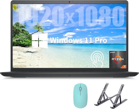 Dell Inspiron 3535 Laptop, Copilot AI, AMD Ryzen 7 7730U, 15.6" Touchscreen Display, 16GB RAM, 512GB SSD, Long Battery Life, Webcam, Wi-Fi, Bluetooth, Windows 11 Pro, Alpacatec Accessories in Saudi Arabia