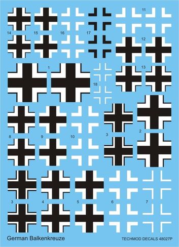 Techmod 48027 1/48 German Luftwaffe Balkenkreuz 1936–45 aircfart Wet Decal WWII in Saudi Arabia