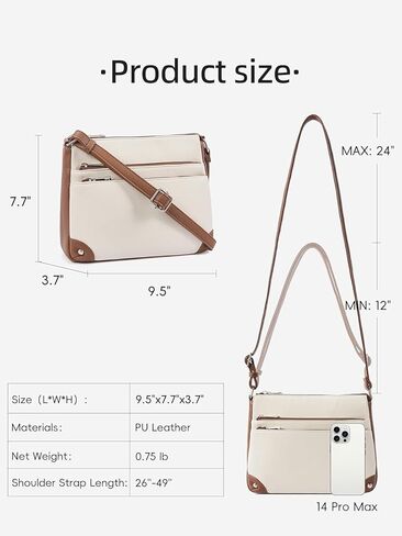 WESTBRONCO Crossbody Bags for Women, Medium Size Shoulder Handbags, Wallet Satchel Purse with Multi Zipper Pocket in Kuwait