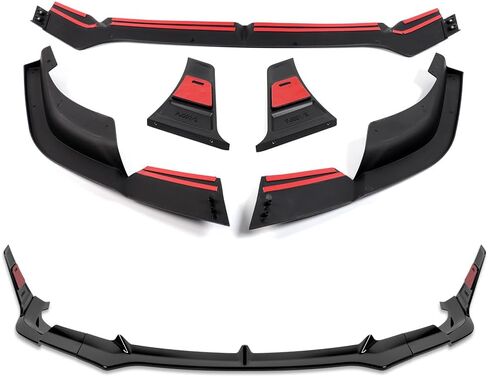 W-POWER, 11-Piece Front Bumper Lip & Side Skirt Extensions Diffuser Compatible with 2024-2025 Hyundai Elantra Base, Front Lip Spoiler Splitter ABS (Painted Glossy Black) in Saudi Arabia