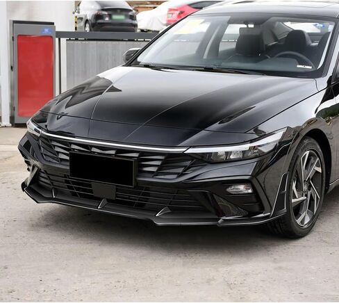 W-POWER, 11-Piece Front Bumper Lip & Side Skirt Extensions Diffuser Compatible with 2024-2025 Hyundai Elantra Base, Front Lip Spoiler Splitter ABS (Painted Glossy Black) in Saudi Arabia