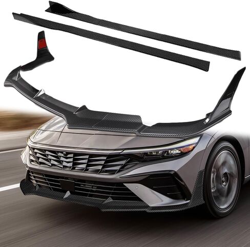 W-POWER, 11-Piece Front Bumper Lip & Side Skirt Extensions Diffuser Compatible with 2024-2025 Hyundai Elantra Base, Front Lip Spoiler Splitter ABS (Painted Glossy Black) in Saudi Arabia