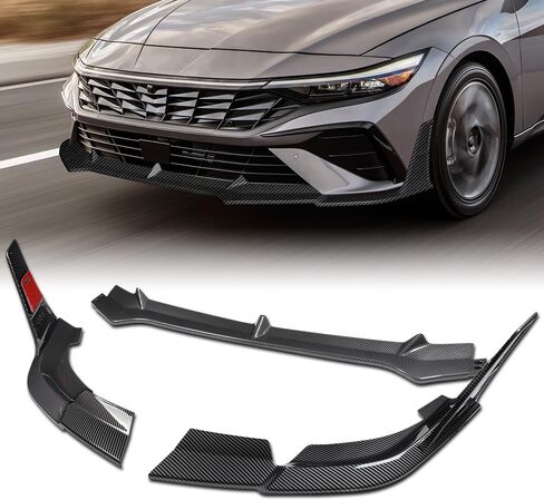 W-POWER, 11-Piece Front Bumper Lip & Side Skirt Extensions Diffuser Compatible with 2024-2025 Hyundai Elantra Base, Front Lip Spoiler Splitter ABS (Painted Glossy Black) in Saudi Arabia