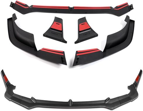 W-POWER, 11-Piece Front Bumper Lip & Side Skirt Extensions Diffuser Compatible with 2024-2025 Hyundai Elantra Base, Front Lip Spoiler Splitter ABS (Painted Glossy Black) in Saudi Arabia