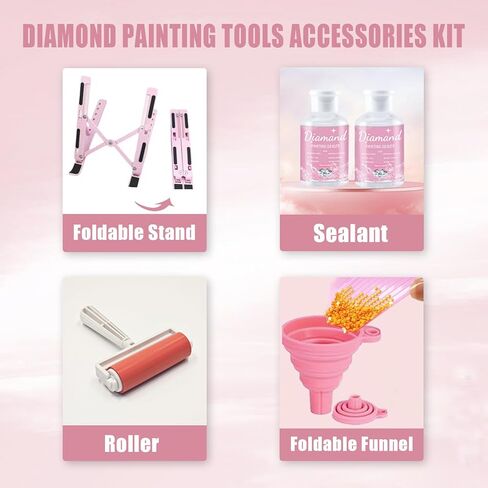 مجموعة أدوات الرسم الماسي الشاملة 185 قطعة من Qlonry، مجموعة إكسسوارات الفن الماسي بما في ذلك مجموعة لوحة إضاءة LED مقاس A4، ودعامة، وصندوق تخزين بتصميم نقطة محدبة، وقلم رسم للحرف اليدوية in Kuwait