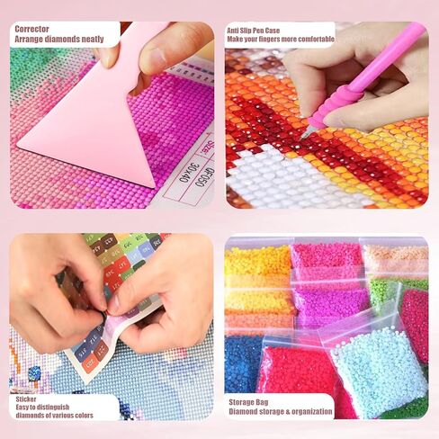 مجموعة أدوات الرسم الماسي الشاملة 185 قطعة من Qlonry، مجموعة إكسسوارات الفن الماسي بما في ذلك مجموعة لوحة إضاءة LED مقاس A4، ودعامة، وصندوق تخزين بتصميم نقطة محدبة، وقلم رسم للحرف اليدوية in Kuwait