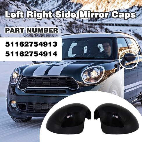 Left Right Side Mirror Caps Rearview Mirror Cover Cap Glossy Black Pair Compatible with Mini R55 R56 R57 R58 R59 R60 R61 2007-2016 Manual Folding Mirrors Only - Replace for 51162754913,51162754914 in Saudi Arabia