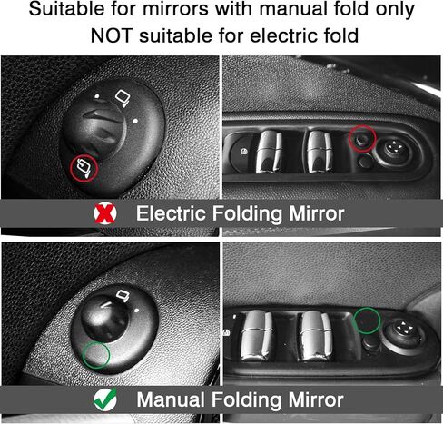 Left Right Side Mirror Caps Rearview Mirror Cover Cap Glossy Black Pair Compatible with Mini R55 R56 R57 R58 R59 R60 R61 2007-2016 Manual Folding Mirrors Only - Replace for 51162754913,51162754914 in Saudi Arabia