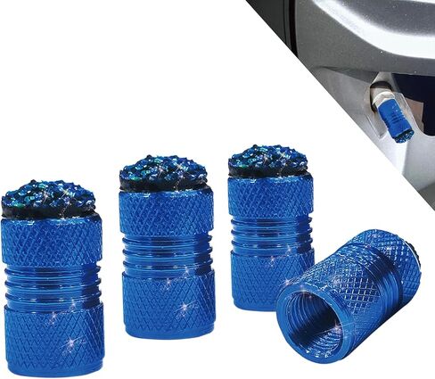 Bling Tire Valve Stem Caps for Car,4 Pack Rhinestone Crystal Metal Valve Covers – Universal Fit for Cars, SUVs, Trucks Stylish Car External Accessories for Women (Black) in Saudi Arabia