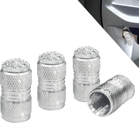 Bling Tire Valve Stem Caps for Car,4 Pack Rhinestone Crystal Metal Valve Covers – Universal Fit for Cars, SUVs, Trucks Stylish Car External Accessories for Women (Black) in Saudi Arabia