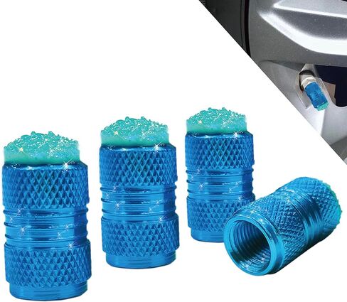Bling Tire Valve Stem Caps for Car,4 Pack Rhinestone Crystal Metal Valve Covers – Universal Fit for Cars, SUVs, Trucks Stylish Car External Accessories for Women (Black) in Saudi Arabia