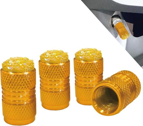 Bling Tire Valve Stem Caps for Car,4 Pack Rhinestone Crystal Metal Valve Covers – Universal Fit for Cars, SUVs, Trucks Stylish Car External Accessories for Women (Black) in Saudi Arabia
