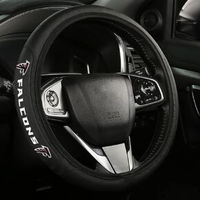 Black Leather Steering Wheel Cover for Falcons Universal Size 14-15in (XJ-PZ-Lieyi) in Kuwait