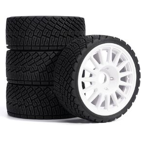 مجموعة عجلات وإطارات رالي مسبقة اللصق لسيارة RC 1/7 1/8 تناسب مخالفة/جناية ARRMA، MJX 7303، KM C3، مطاط 100 × 40 مم، سداسي 17 مم، إدراج EVA، 4 قطع، أبيض in Kuwait