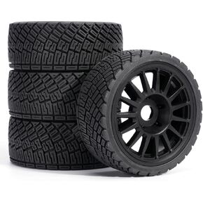 مجموعة عجلات وإطارات رالي مسبقة اللصق لسيارة RC 1/7 1/8 تناسب مخالفة/جناية ARRMA، MJX 7303، KM C3، مطاط 100 × 40 مم، سداسي 17 مم، إدراج EVA، 4 قطع، أسود in Kuwait