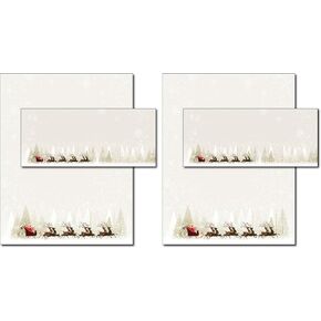 Santa & Reindeer Holiday Letterhead & Envelopes (20 Set Pack) in Kuwait