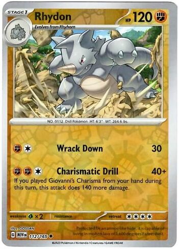 Pokemon - Rhydon 112/165 - Pokemon 151 - Reverse Foil - Single Card in Saudi Arabia