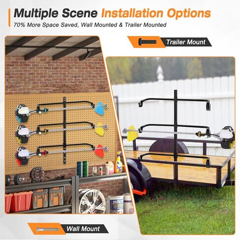 3 Place Weed Eater Rack, Mount On Landscape Truck Trailer Enclosed Trimmer Rack Holder, Open and Enclosed Trailers Tool with Locks, Wall Mounted Lawn Equipment Accessories, Carbon Black in Saudi Arabia