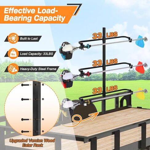 3 Place Weed Eater Rack, Mount On Landscape Truck Trailer Enclosed Trimmer Rack Holder, Open and Enclosed Trailers Tool with Locks, Wall Mounted Lawn Equipment Accessories, Carbon Black in Saudi Arabia