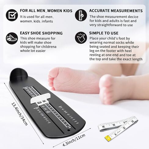 pozzolanas Foot Measurement Device Shoe Size Measuring Devices for Adults and Kids with Soft Tape Measure US Standard in Kuwait