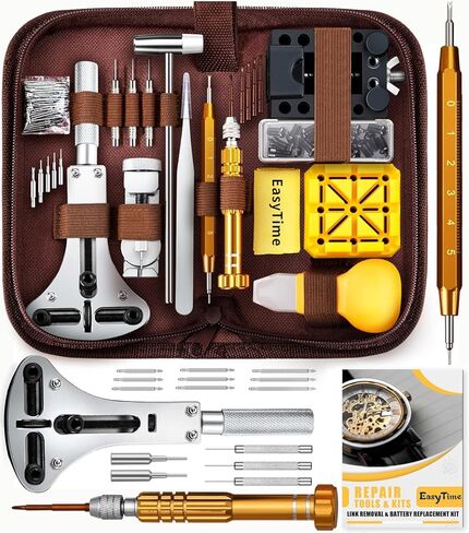 EasyTime Watch Repair Kit, Watch Link Removal Tool, Watch Band Adjustment, Including Watch Back Case Opener, Spring Bar, Operation Manual, Suitable for Battery Replacement and Strap disassemble in Kuwait