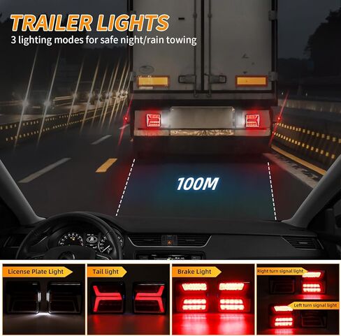 2Pcs 6.3" Oval Truck Trailer Led Tail,12V Trailer Lights with Reflector, Led Trailer Lights Flush Mount in Kuwait