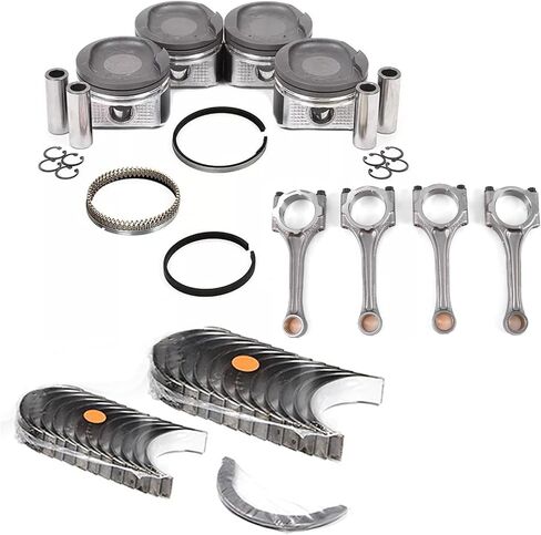 Complete 1ZZFE Engine Rebuild Kit 4pcs Pistons Set + Connecting Rods + Con Rod & Crankshaft Main Bearings for 00-08 Celica GT Corolla MR2 1.8L in Saudi Arabia
