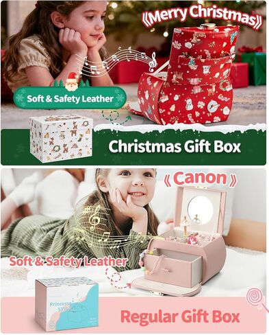 Vlando Kids Musical Jewelry Box for Girls with Drawer, Music Box with Ballerina and Stickers for Birthday Bedroom Decor, Gifts for Girls Kids Christmas Thanksgiving Gifts 2023 - Blue in Kuwait