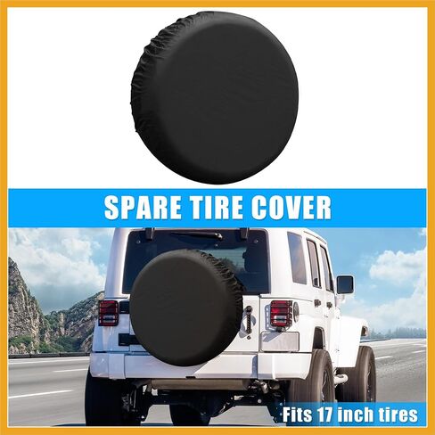 Universal 190T Polyester Spare Tire Cover for Jeep Trailer RV SUV Truck Wheel Fit Overall Wheel Diameter 17 Inch Black Replacement in Saudi Arabia