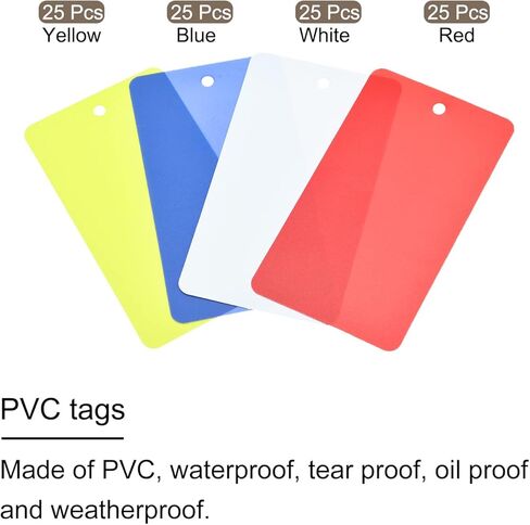 MECCANIXITY Waterproof Wires Plastic Shipping Tags,for Product Identification Tags,Valve Marking,Outdoor Tagging,1.95x3.51 inch 4 Colors 100Packs in Saudi Arabia