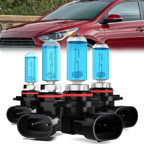 المصابيح الأمامية المتوافقة مع Hyundai Accent 2000-2017، 9003 المصابيح الأمامية ذات الشعاع العالي والمنخفض الهالوجين، فائقة السطوع 6000K أبيض، التوصيل والتشغيل، حزمة من 2 in Saudi Arabia