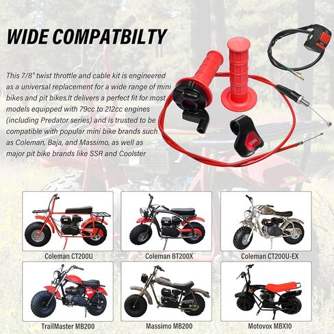 Universal Mini Bike Throttle Assembly&Cable Kit | Direct Replacement for Coleman BT200X,CT200U/EX,MB200&Predator 212cc/196cc Engines | Fits Most 7/8" Handlebar Mini Bikes with Cruise Control (Purple) in Saudi Arabia