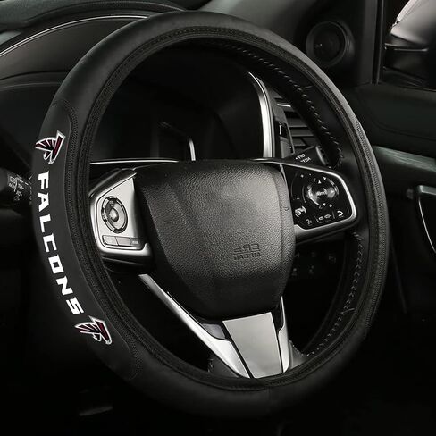 Black Leather Steering Wheel Cover for Falcons Universal Size 14-15in (XJ-PZ-Lieyi) in Kuwait
