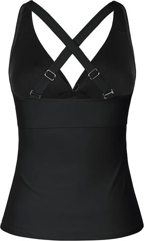 بدلة سباحة نسائية من Hilor Underwire Tankini علوية للتحكم في البطن، مثيرة برقبة على شكل حرف V كروس فقط in Kuwait
