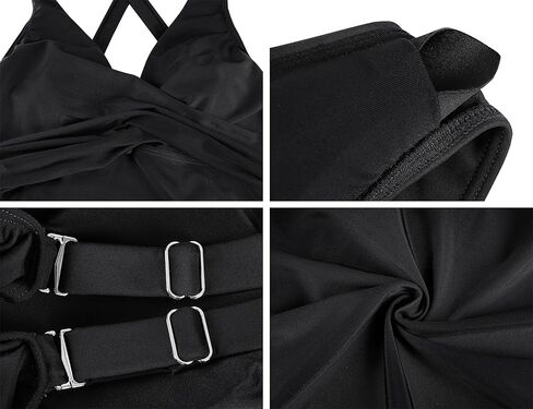 بدلة سباحة نسائية من Hilor Underwire Tankini علوية للتحكم في البطن، مثيرة برقبة على شكل حرف V كروس فقط in Kuwait