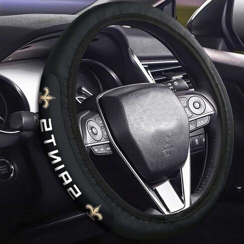 Black Leather Steering Wheel Cover for Falcons Universal Size 14-15in (XJ-PZ-Lieyi) in Saudi Arabia