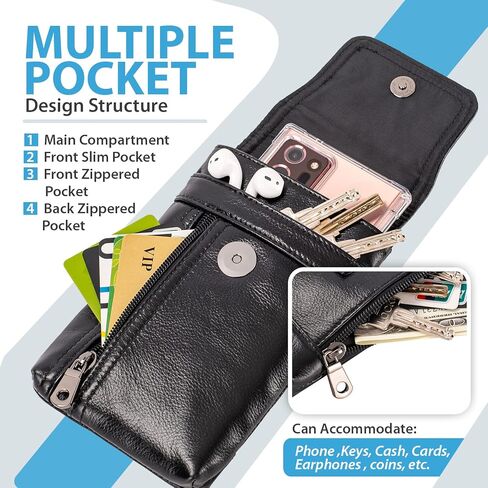 حافظة هاتف Hengwin Flip مع مشبك حزام وحلقة حزام تناسب iPhone 15 Pro 14 13 12 Samsung Galaxy S23 S22 S9 S8 S7 Google Pixel 8، حقيبة جلدية للهاتف الخلوي للحزام (بني) in Kuwait