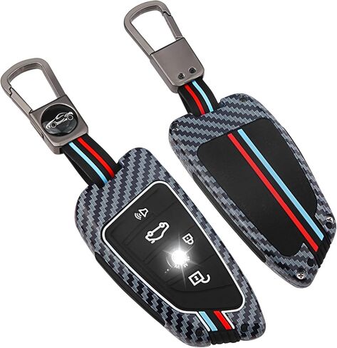 QBUC for BMW Key Fob Cover, Heavy Metal Key Case for BMW 2 5 6 7 Series X1 X2 X3 X5 X6 X7 Smart Key Full Protection Accessories (Gunmetal,Carbon Fiber Look) in Saudi Arabia