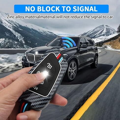 QBUC for BMW Key Fob Cover, Heavy Metal Key Case for BMW 2 5 6 7 Series X1 X2 X3 X5 X6 X7 Smart Key Full Protection Accessories (Gunmetal,Carbon Fiber Look) in Saudi Arabia