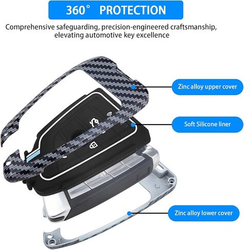 QBUC for BMW Key Fob Cover, Heavy Metal Key Case for BMW 2 5 6 7 Series X1 X2 X3 X5 X6 X7 Smart Key Full Protection Accessories (Gunmetal,Carbon Fiber Look) in Saudi Arabia