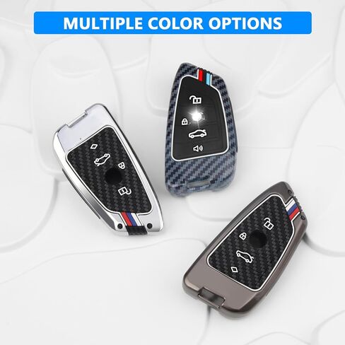 QBUC for BMW Key Fob Cover, Heavy Metal Key Case for BMW 2 5 6 7 Series X1 X2 X3 X5 X6 X7 Smart Key Full Protection Accessories (Gunmetal,Carbon Fiber Look) in Saudi Arabia