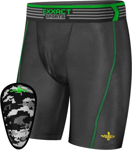 Exxact Sports Youth Compression Shorts with Soft Athletic Cup - Boys Compression Shorts for Baseball, Football, Lacrosse in Kuwait