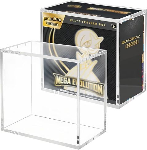 ETB Case, Clear Acrylic ETB Protector for TCG Elite Trainer Box | 5mm Thick with Magnetic Lid, UV Blocking & Dust Proof ETB Display Case | Stackable Storage Showcase for Collectors in Saudi Arabia