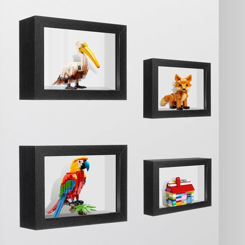 4 Pcs Shadow Box Frame Hollow Deep Box Frame with Clear Acrylic Front Wall-Mounted Wooden Display Case Dustproof for Figure Building Blocks Collectibles Toys DIY Craft Flower Home Decor Black in Saudi Arabia