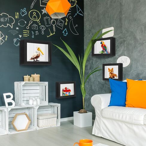 4 Pcs Shadow Box Frame Hollow Deep Box Frame with Clear Acrylic Front Wall-Mounted Wooden Display Case Dustproof for Figure Building Blocks Collectibles Toys DIY Craft Flower Home Decor Black in Saudi Arabia