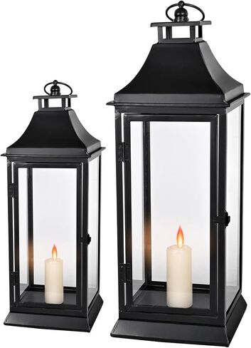 مجموعة ديكور فانوس مزرعة ريفية خشبية كبيرة بطول 76.2 سم، قطعتين، طبيعية in Kuwait