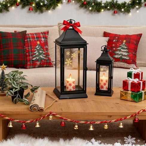 مجموعة ديكور فانوس مزرعة ريفية خشبية كبيرة بطول 76.2 سم، قطعتين، طبيعية in Kuwait