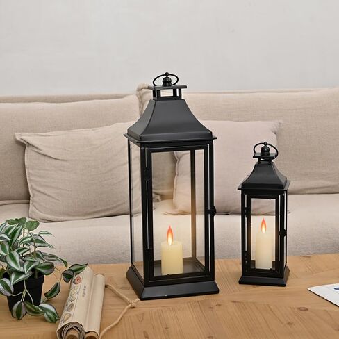 مجموعة ديكور فانوس مزرعة ريفية خشبية كبيرة بطول 76.2 سم، قطعتين، طبيعية in Kuwait