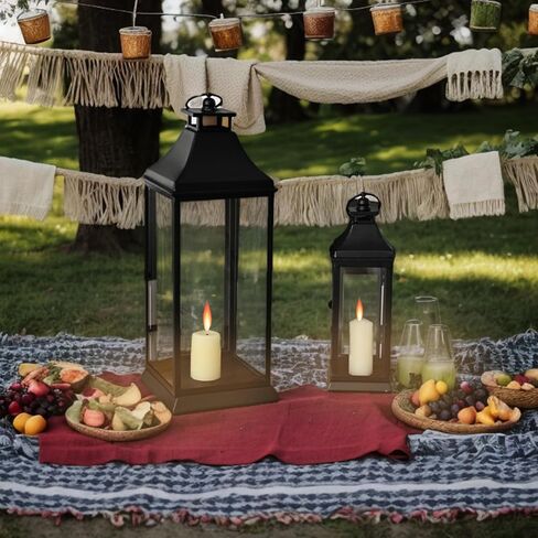 مجموعة ديكور فانوس مزرعة ريفية خشبية كبيرة بطول 76.2 سم، قطعتين، طبيعية in Kuwait